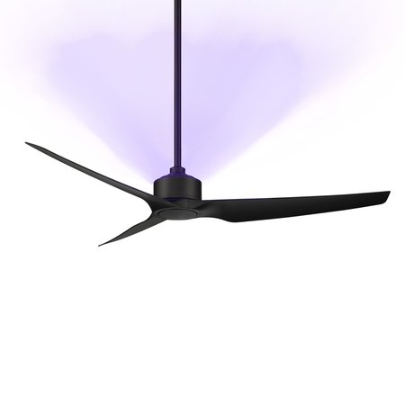 WAC 3-Blade Germicidal Smart Ceiling Fan 54" Matte Black UV-C LED Up-Light and Remote Control F-069U